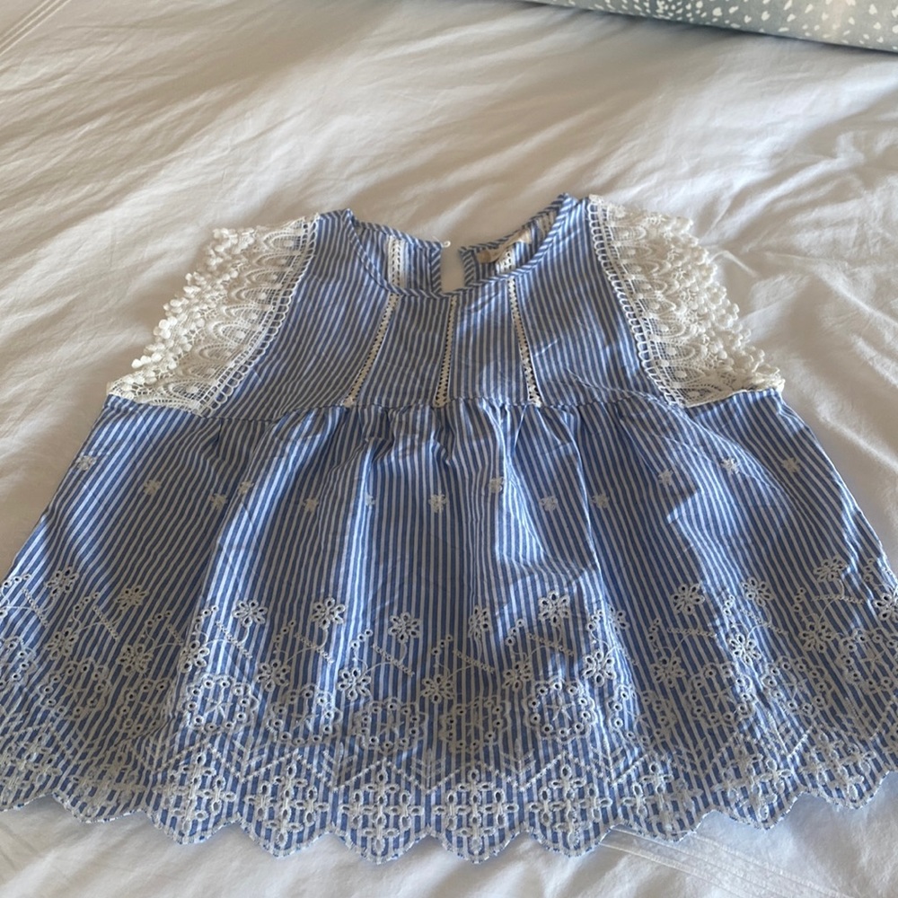 Embroidered blue stripe sleeveless top by Altar’D State
